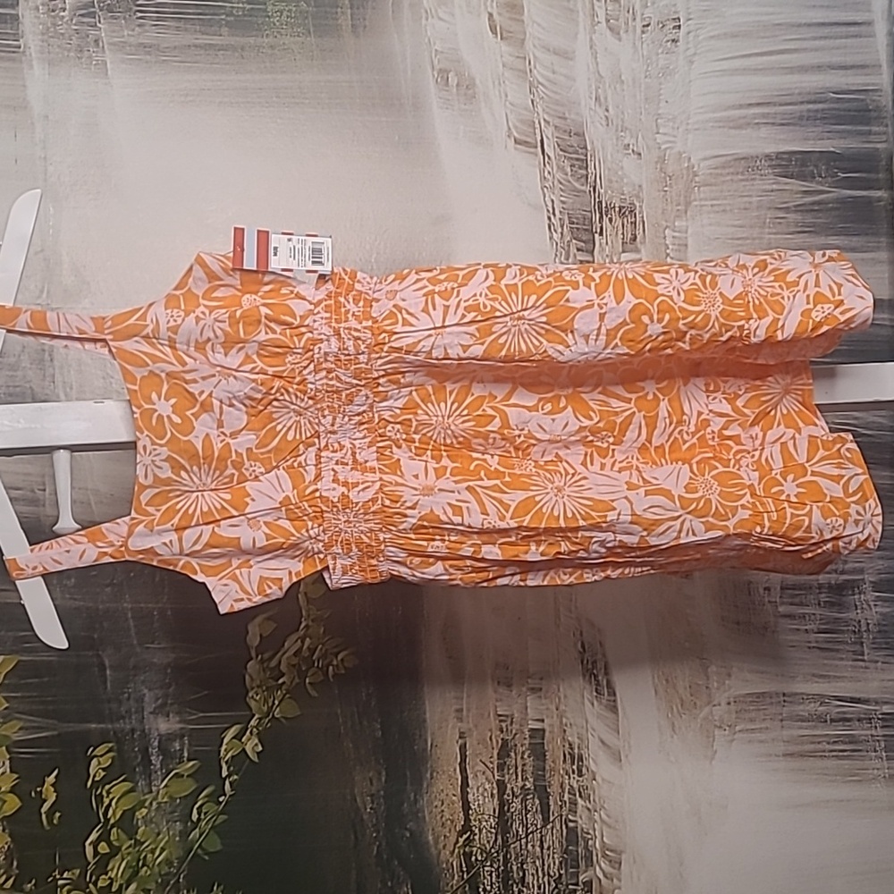 New with tags! Cat & Jack girls bright orange floral summer sun dress